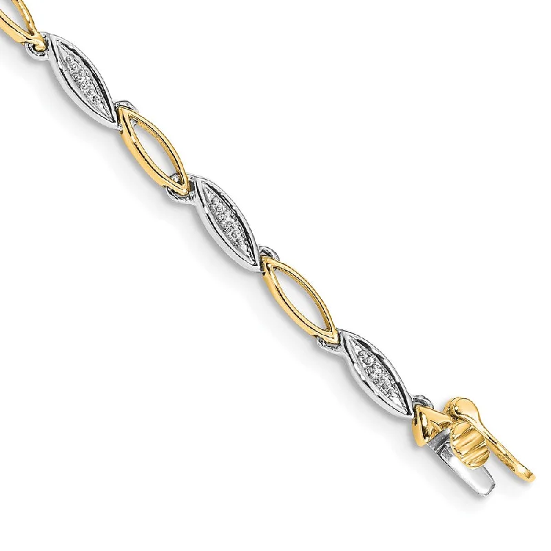 Women’s designer bracelets-14k Two-tone Diamond 7.5in Link Bracelet-WBC-BM4597-005-YWA