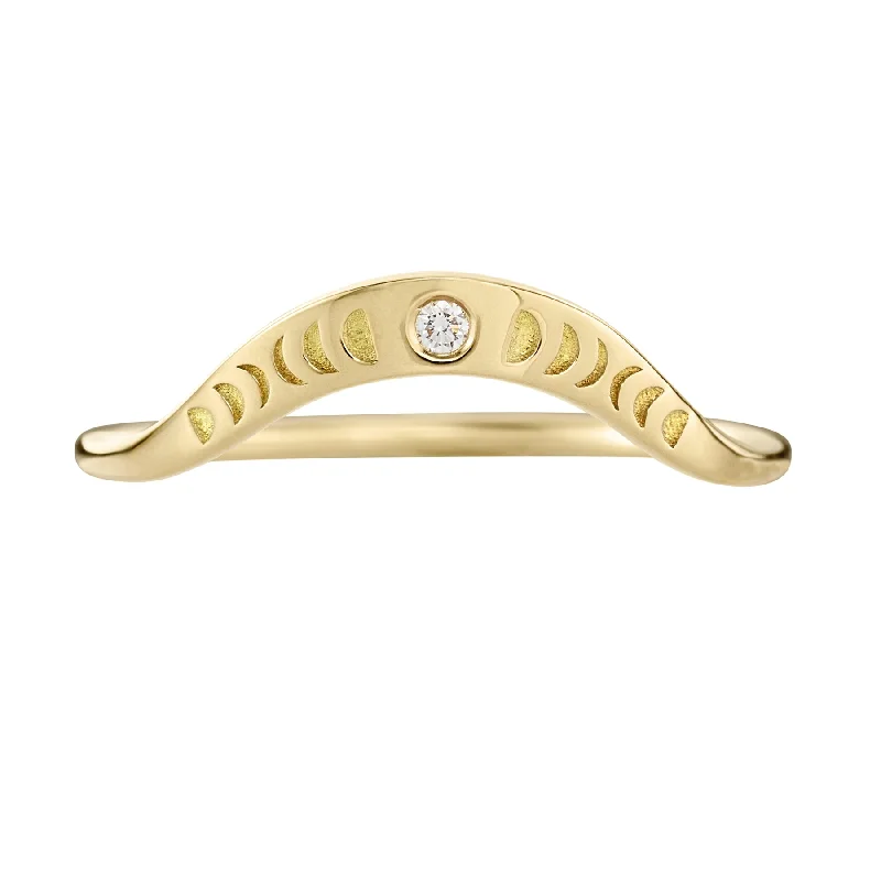 Women’s custom-designed rings-Curved Moon Phase Wedding Band