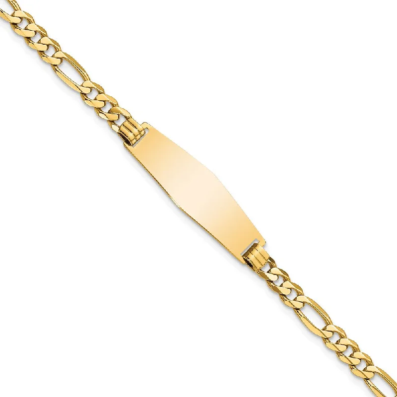 Women’s vintage bracelets-14k Soft Diamond Shape Flat Figaro Link ID Bracelet-WBC-LID76C-7