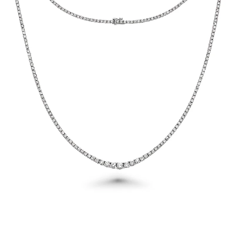 Women’s crystal necklaces-Showroom Collection Riviera Diamond Tennis Necklace (7.00 ct.) 2 mm to 4.5 mm 4-Prongs Setting in 14K Gold