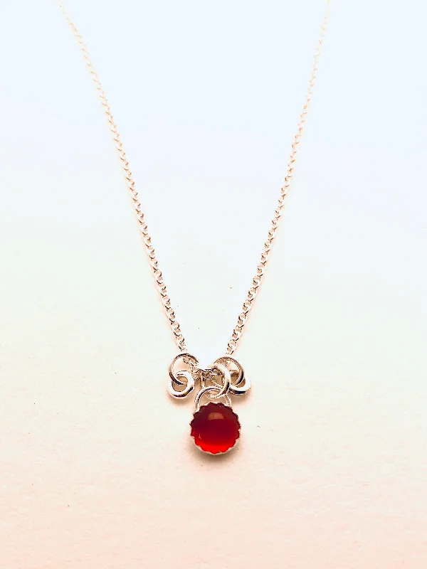 Women’s long necklaces-6 mm Stone Necklace, Silver and Carnelian