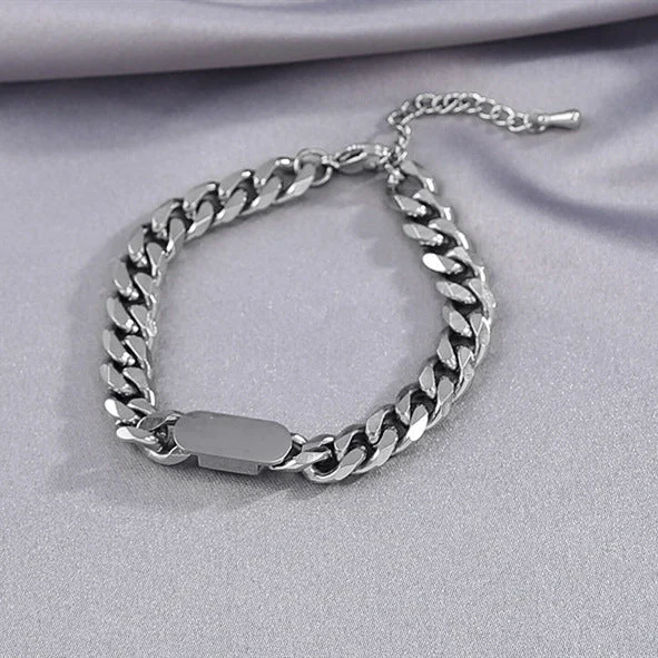 02-A7 Titanium Steel Bracelet Silver