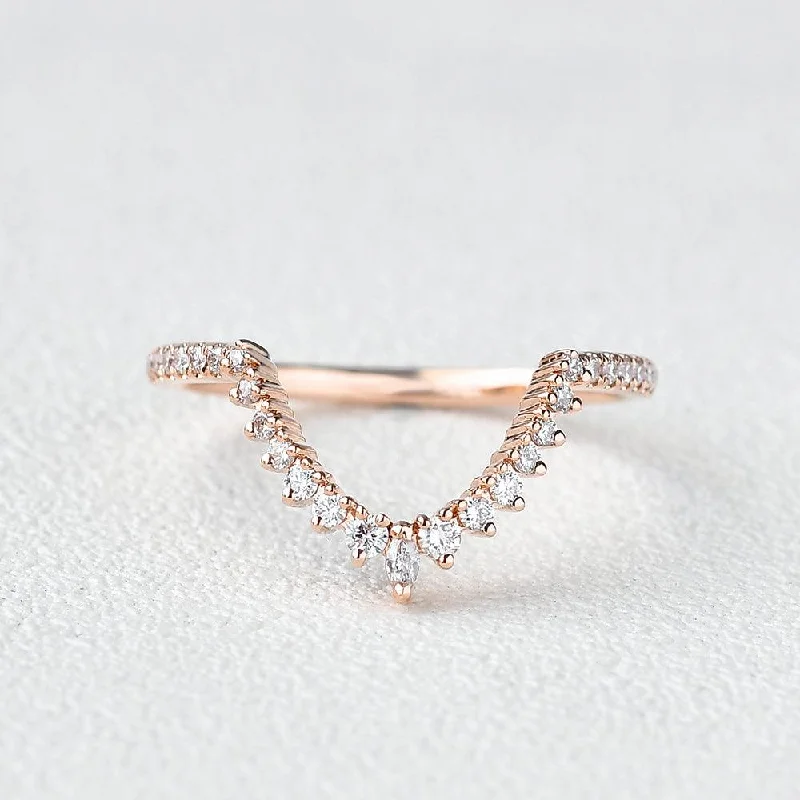 Women’s boho rings-Marquise Moissanite Stacking Rose Gold Ring