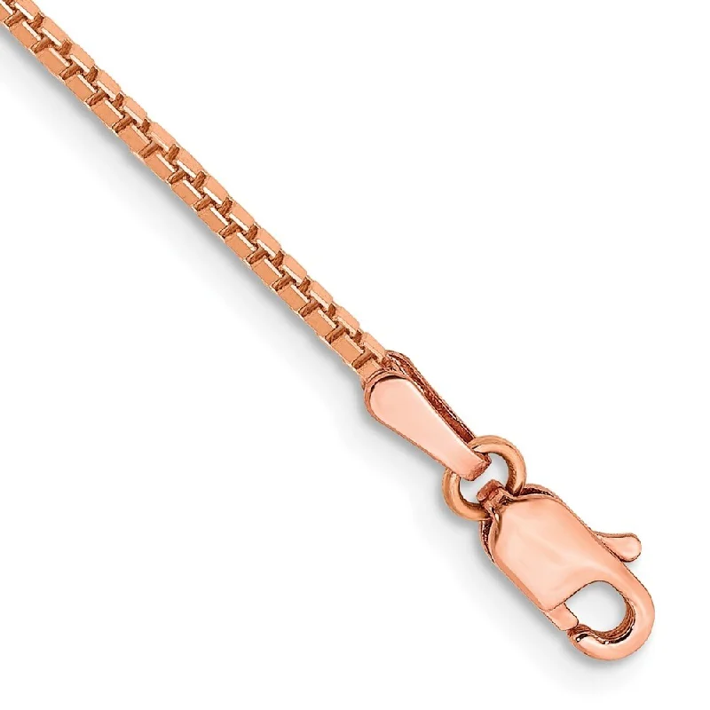 Women’s unique bracelets-14k Rose Gold 1.3mm Box Chain Bracelet, 8"