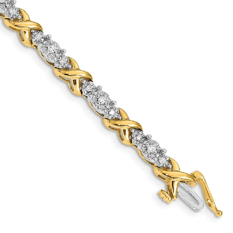 Women’s retro bracelets-14k Two-tone Diamond X Bracelet-WBC-BM4616-050-YWA