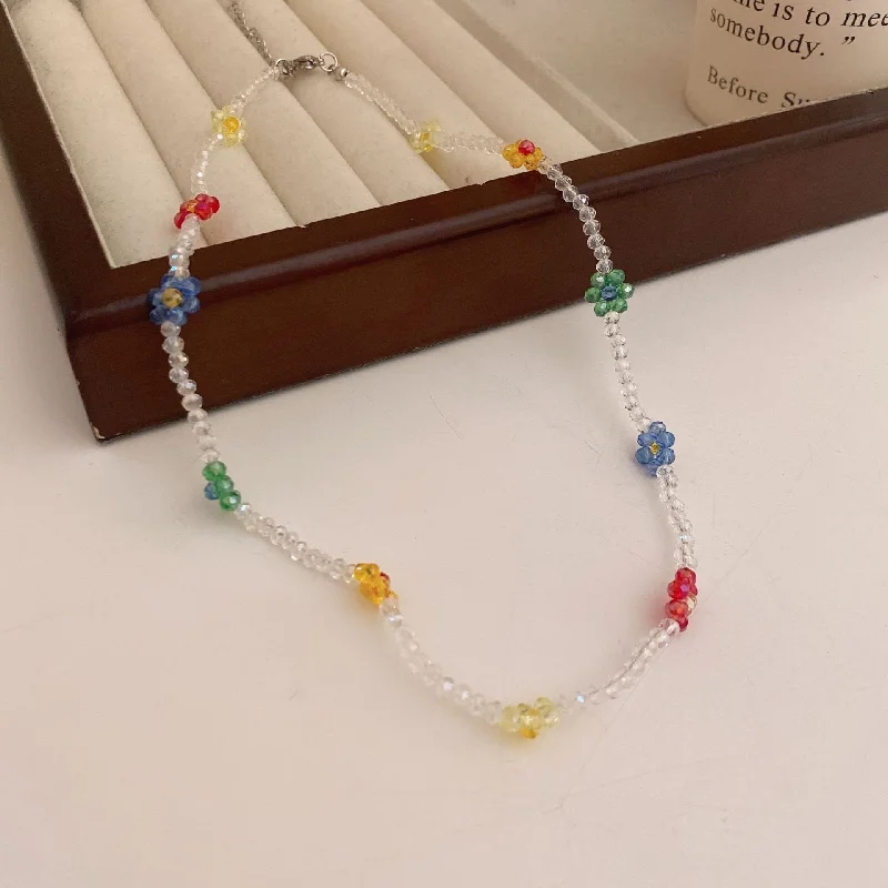 26 Color Crystal Flowers Necklace