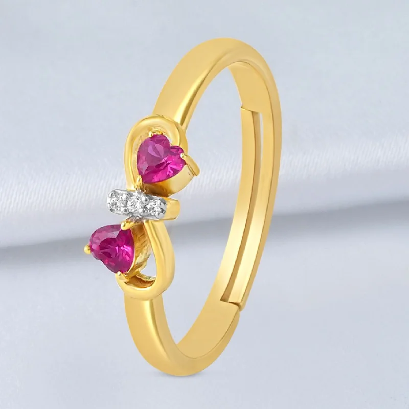 Women’s chic rings-Infinity Heart CZ Gold Plated 925 Sterling Silver Ring