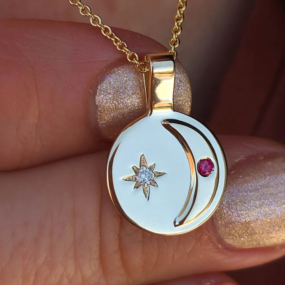 Women’s adjustable necklaces-Simple Style Star Moon Titanium Steel Plating Pendant Necklace