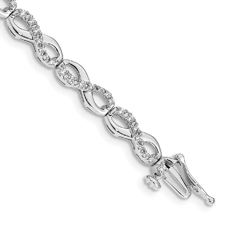 Women’s infinity charm bracelets-14k White Gold Diamond Infinity Bracelet-WBC-BM4636-100-WA