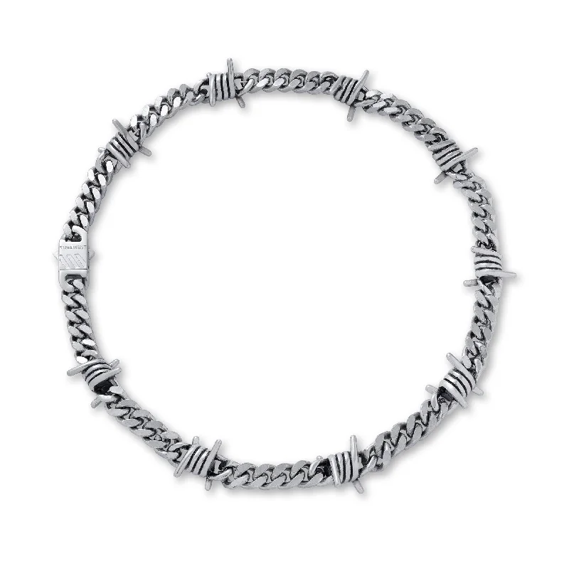 Women’s chain necklaces-9mm Barbed Wire Cuban Chain