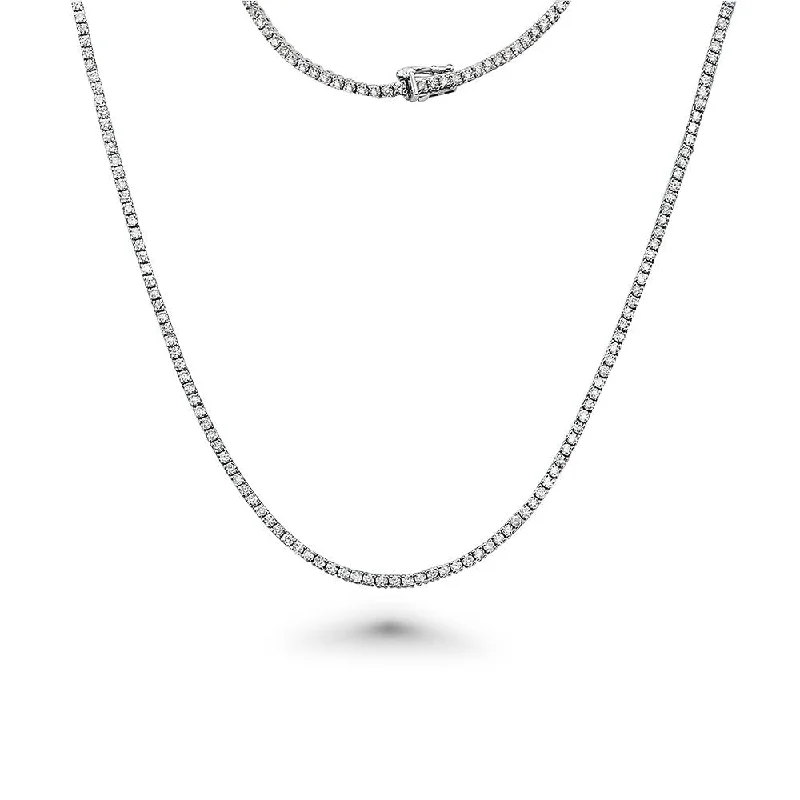 Women’s trendy gemstone necklaces-Diamond Tennis Necklace ( 20.50 ct.) 3.8 mm 4-Prongs Setting in 14K Gold