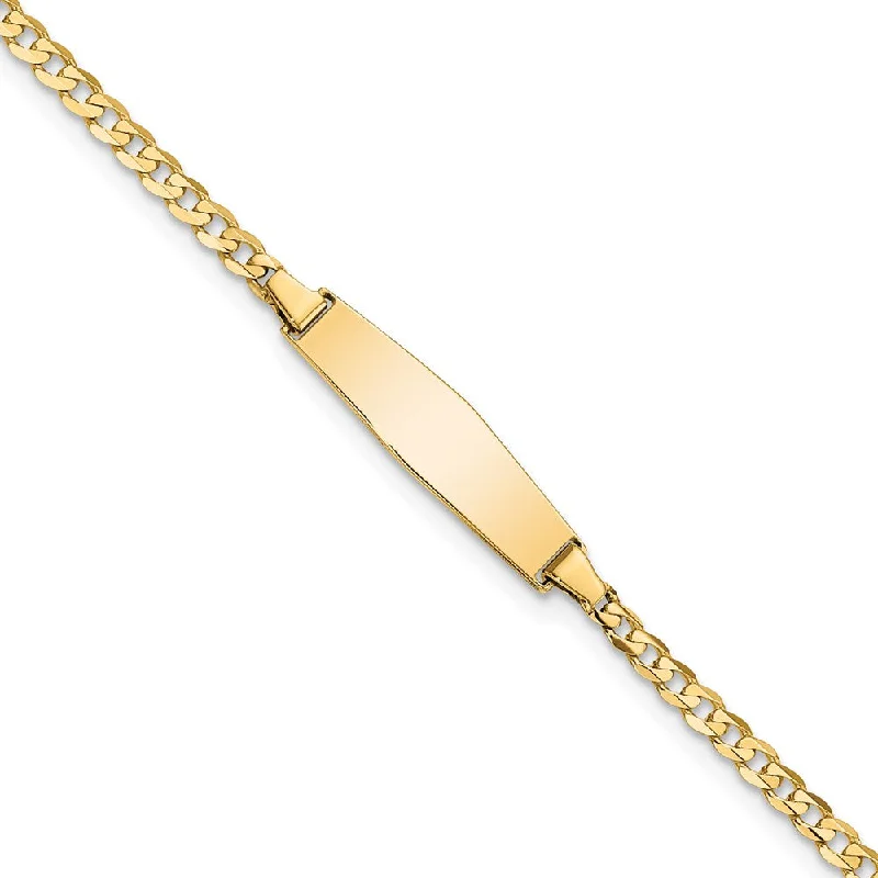 Women’s multi-stone bracelets-14k Soft Diamond Shape Curb Link ID Bracelet-WBC-CUR070IDC-8