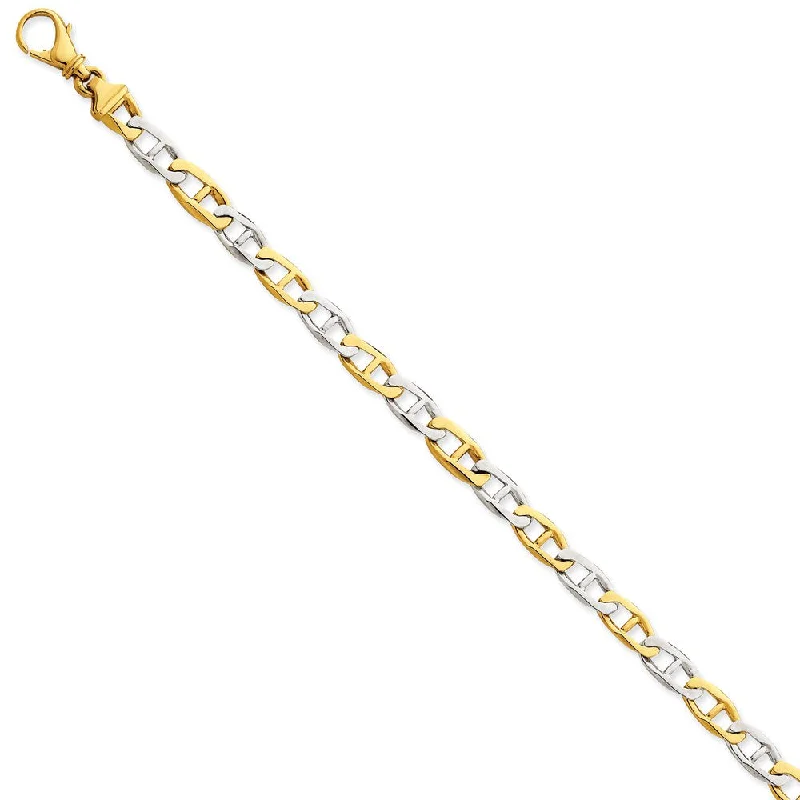 Women’s luxury bracelets-14K Two-tone 6.5mm Hand-polished Fancy Link Bracelet-WBC-LK504-8.25