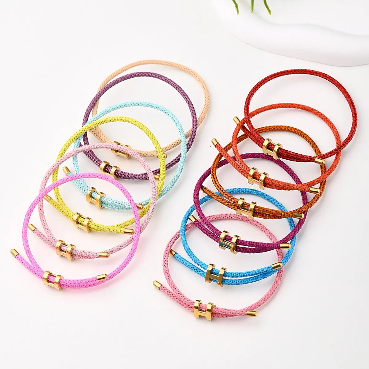 Women’s chic rings-Casual Modern Style Simple Style Letter Colorful Solid Color 18K Gold Plated Stainless Steel Wholesale Wristband