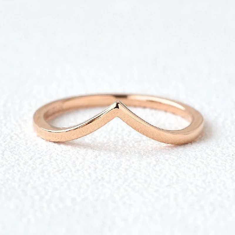 Women’s stackable rings-Minimalist Chevron Stacking Ring