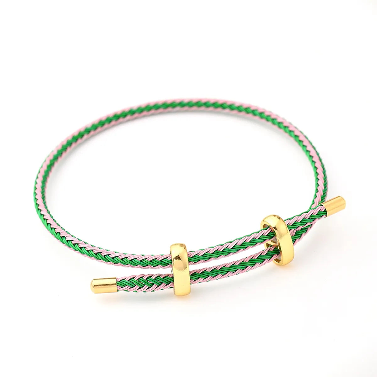 8-Word Buckle Pink & Oil Green Steel Wire Carrying Strap (Gold)