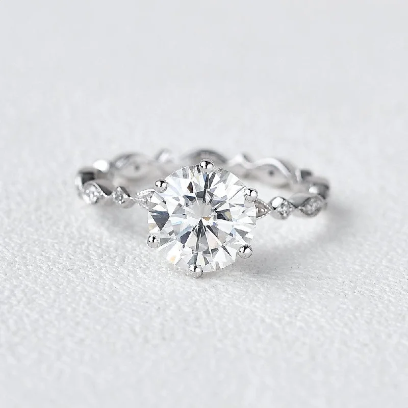 Women’s sapphire rings-2.5ct Moissanite White Gold Six Prongs Ring