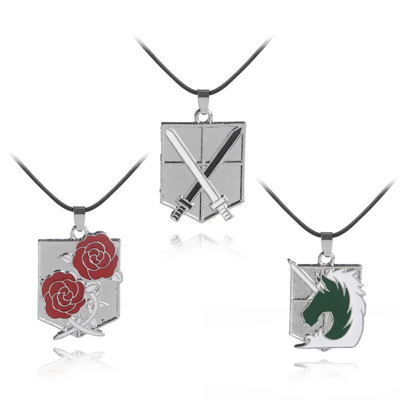 Women’s classic diamond necklaces-New Fashion Wings Of Freedom Cruel Sword Law Enforcement Unicorn Guard Rose Necklace