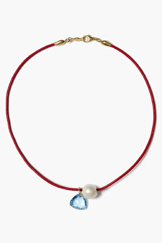 Women’s gold necklaces-Na Pali Leather Necklace Red Mix