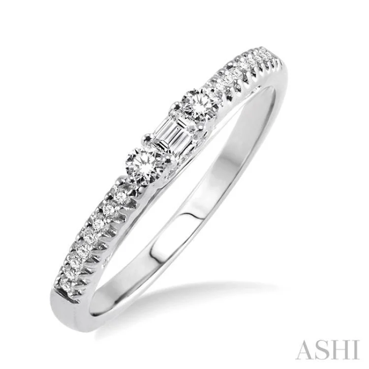 Women’s gold engagement rings with diamonds-1/4 Ctw Baguette Cut Diamond Wedding Band in 14K White Gold