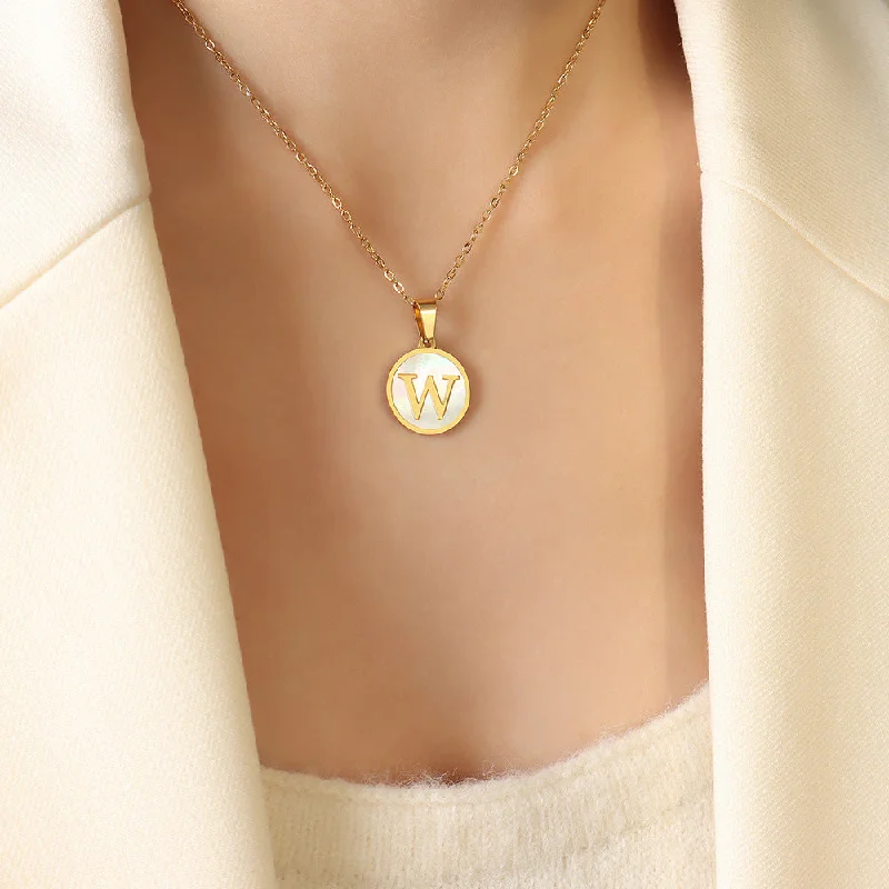 W Letter Gold Necklace-39+5cm