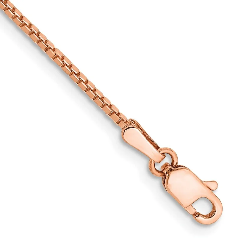 Women’s luxury gold bracelets-14k Rose Gold 1.10mm Box Chain Bracelet, 8"