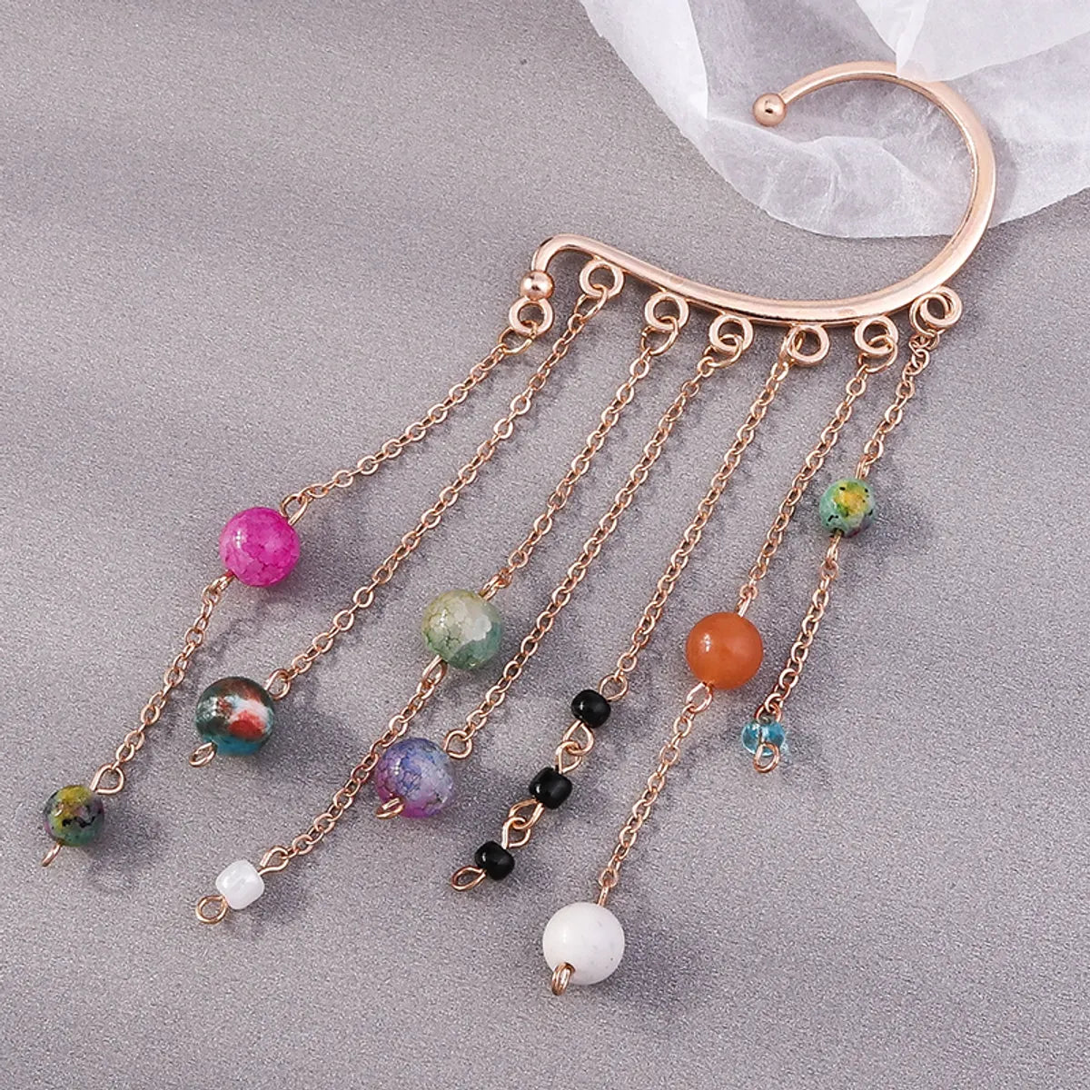 Women’s statement rings-Vintage Style Tassel Alloy Glass Women's Ear Clips 1 Piece