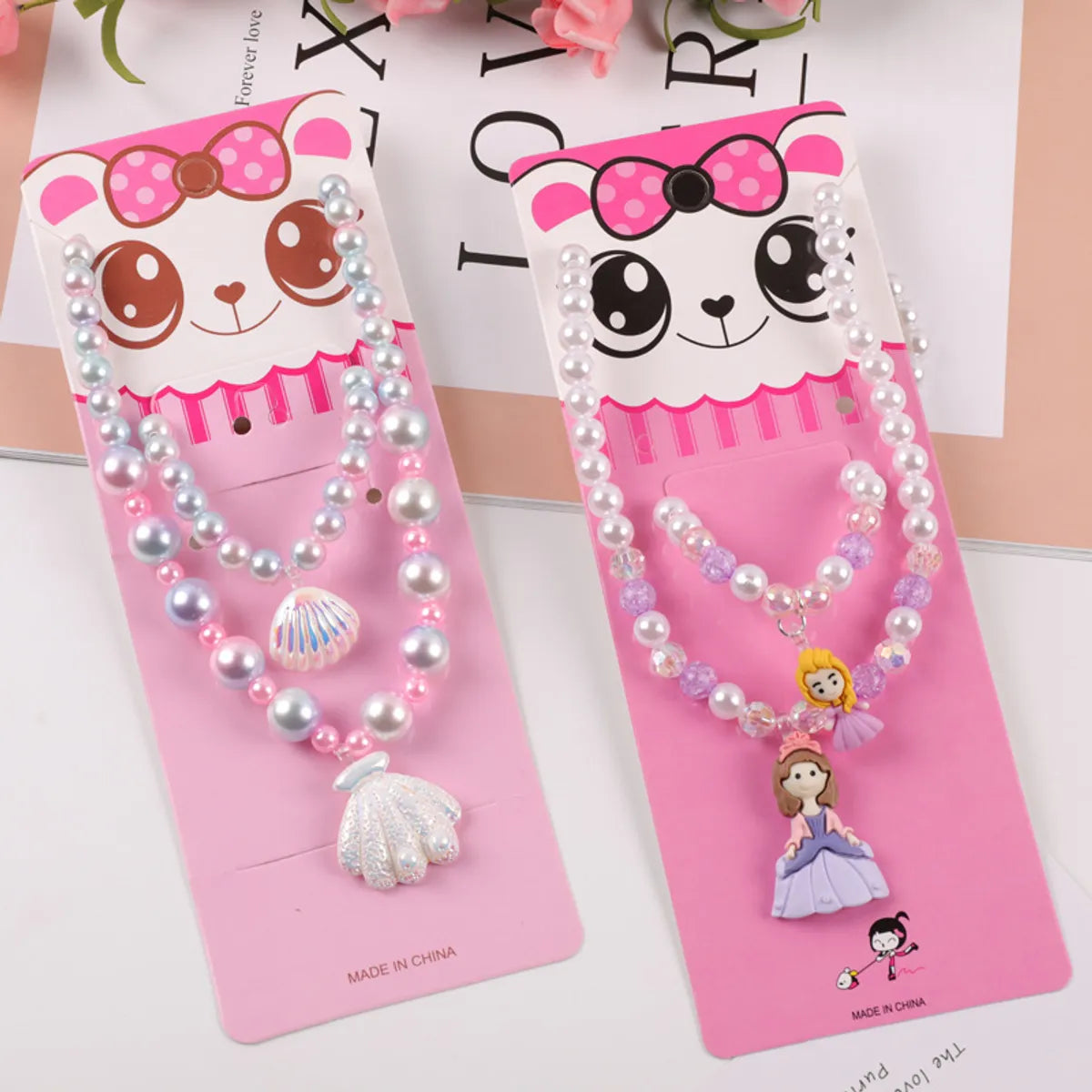 Women’s fashion necklaces-Cute Cartoon Character Resin Beaded Kid's Necklace 1 Piece