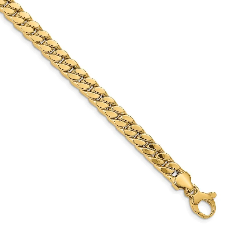 Women’s beaded bracelets-14k Yellow Gold 6.3mm Men's Polished Curb Bracelet, 8.5"