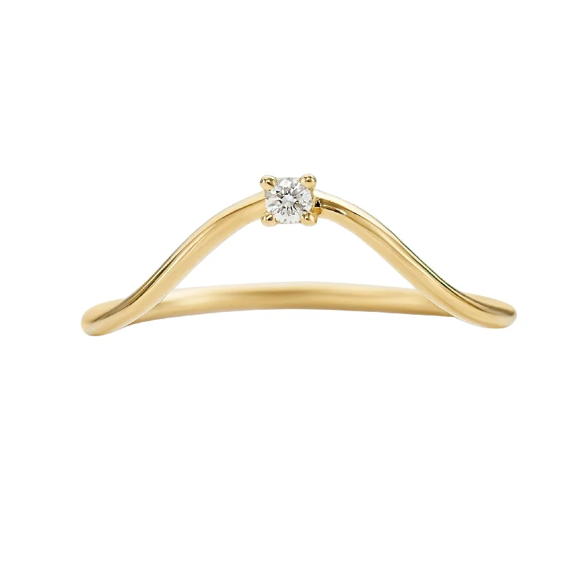 Women’s infinity rings-Curved Golden Band Embellished with a Brilliant Diamond