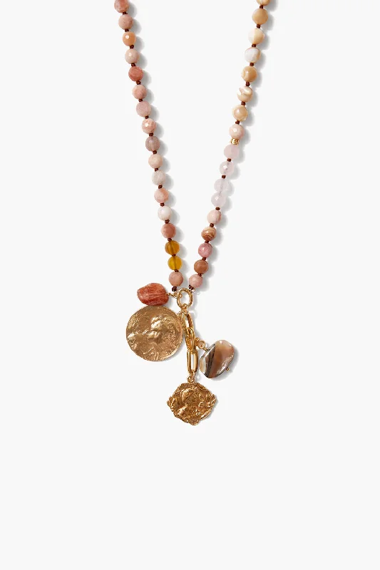 Women’s sophisticated necklaces-Portrait Charm Necklace Sunstone