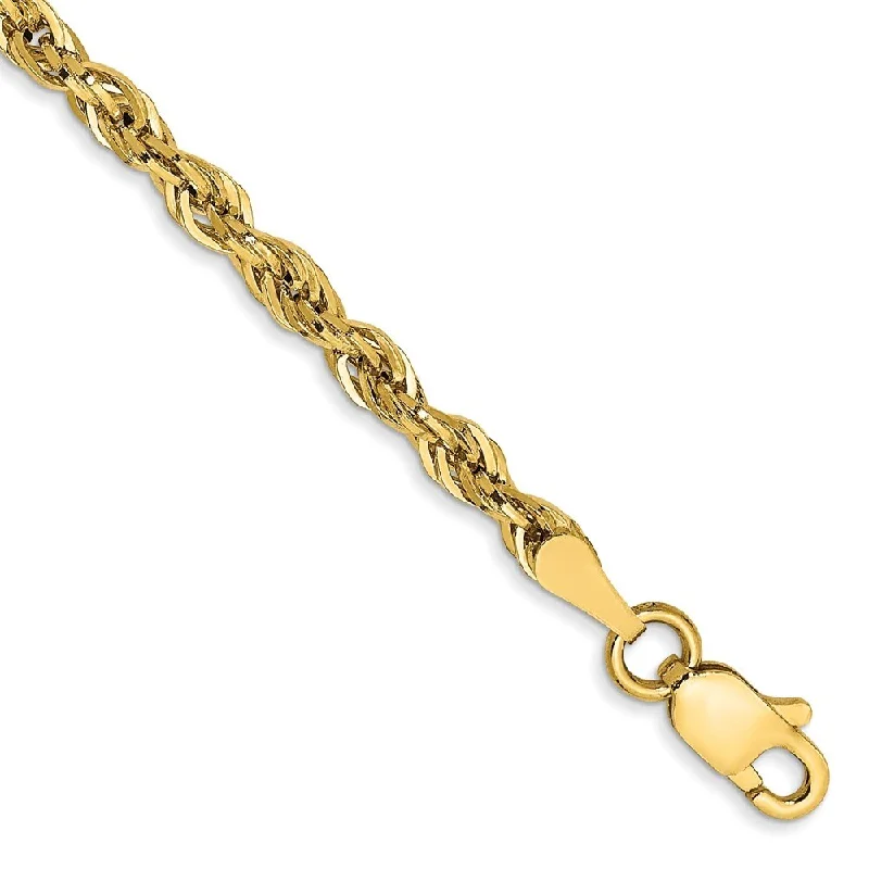 Women’s stylish bangles-14k Yellow Goldy 2.8mm Semi-Solid Rope Chain Bracelet, 7"