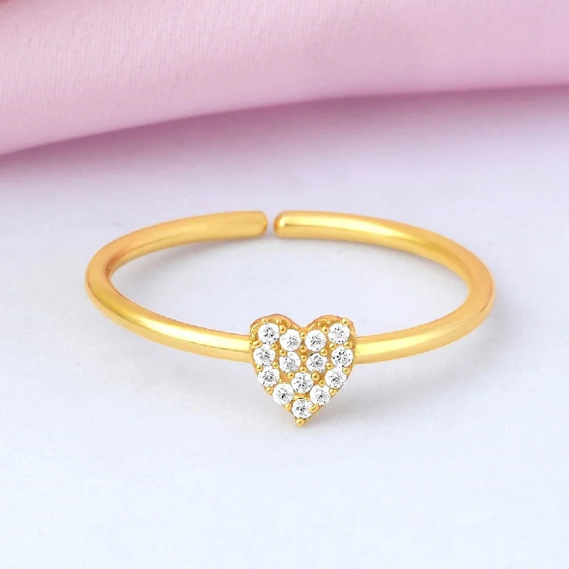 Women’s heart rings-Mini Heart Gold Plated 925 Sterling Silver Ring