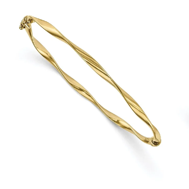 Women’s crystal bangle bracelets-Leslie's 10k Yellow Gold Hinged Bangle Bracelet, 7" (W-20mm)