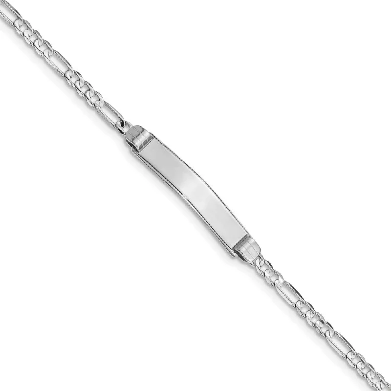 Women’s tennis bracelets-14k WG Figaro Link ID Bracelet-WBC-FG80IDW-7