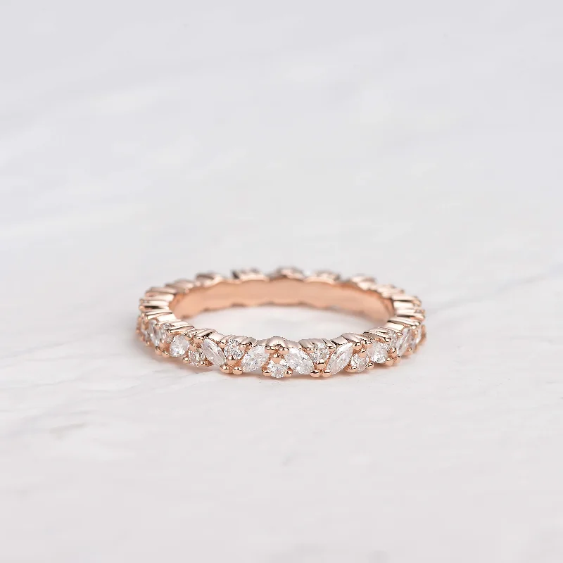 Women’s romantic rings-Moissanite Full Eternity Cluster Stacking Ring