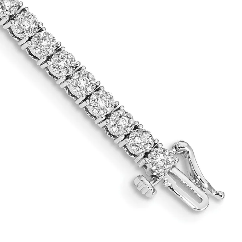 Women’s contemporary bracelets-14k White Gold Cluster Setting Diamond Bracelet-WBC-BM4669-200-WA