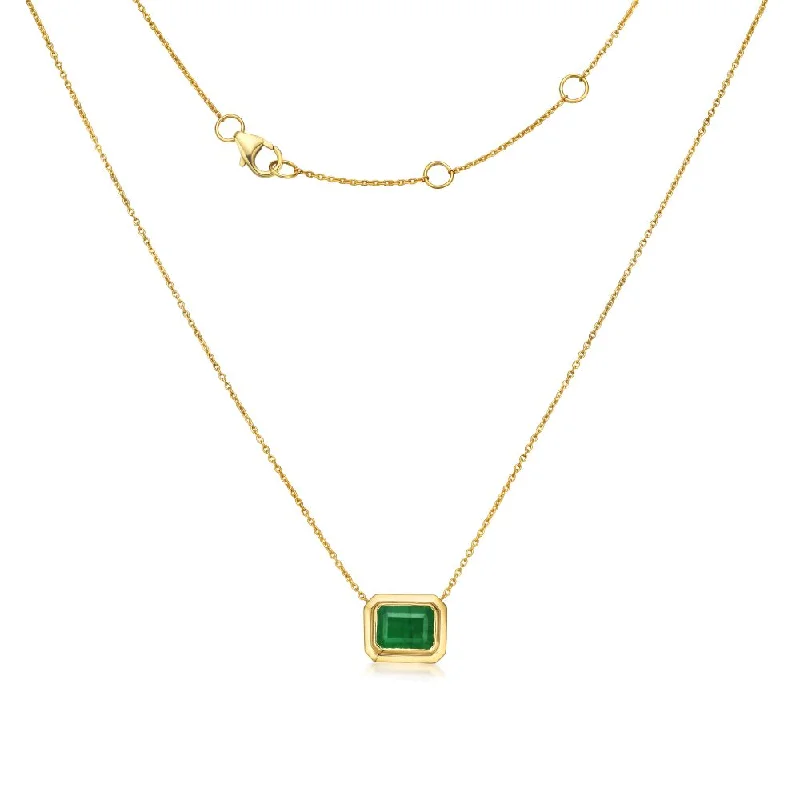 Women’s sapphire necklaces-Solitaire Emerald Cut Emerald Necklace (1.70 ct.) in 14K Gold