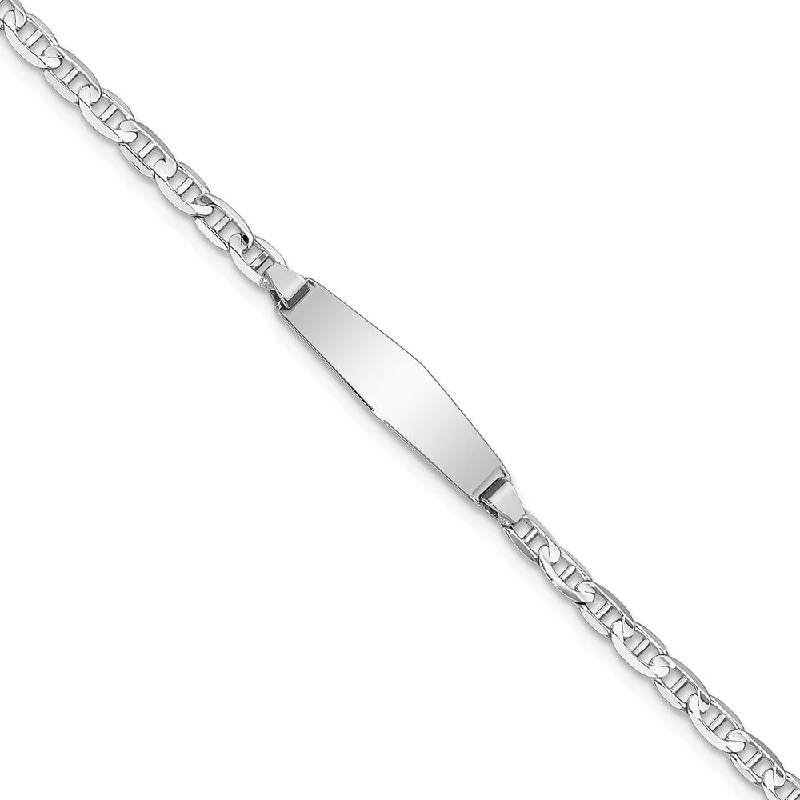 Women’s multi-stone bracelets-14k WG Soft Diamond Shape Anchor Link ID Bracelet-WBC-CG80IDCW-7