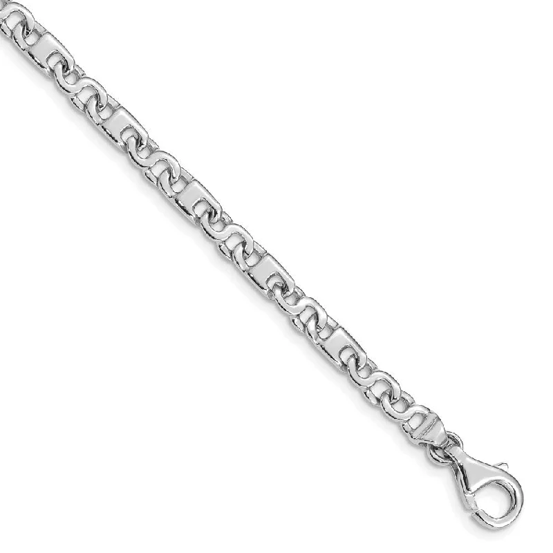 Women’s gold bracelets-14k White Gold 4.4mm Fancy Link Bracelet, 7"