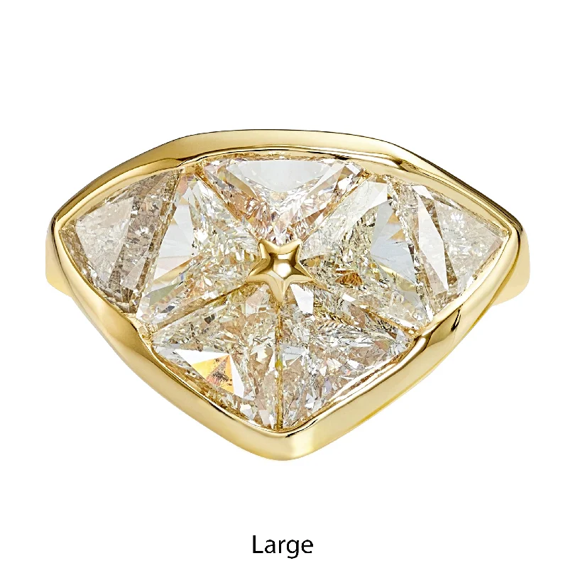 Women’s adjustable diamond rings-Interstellar Dome Ring with Triangle Cut Diamonds