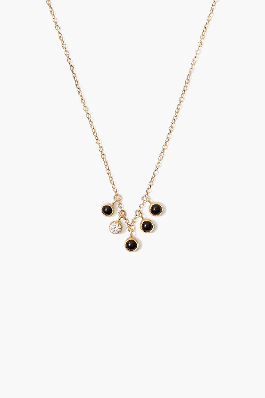 Women’s silver statement necklaces-Delilah Charm Necklace Onyx mix