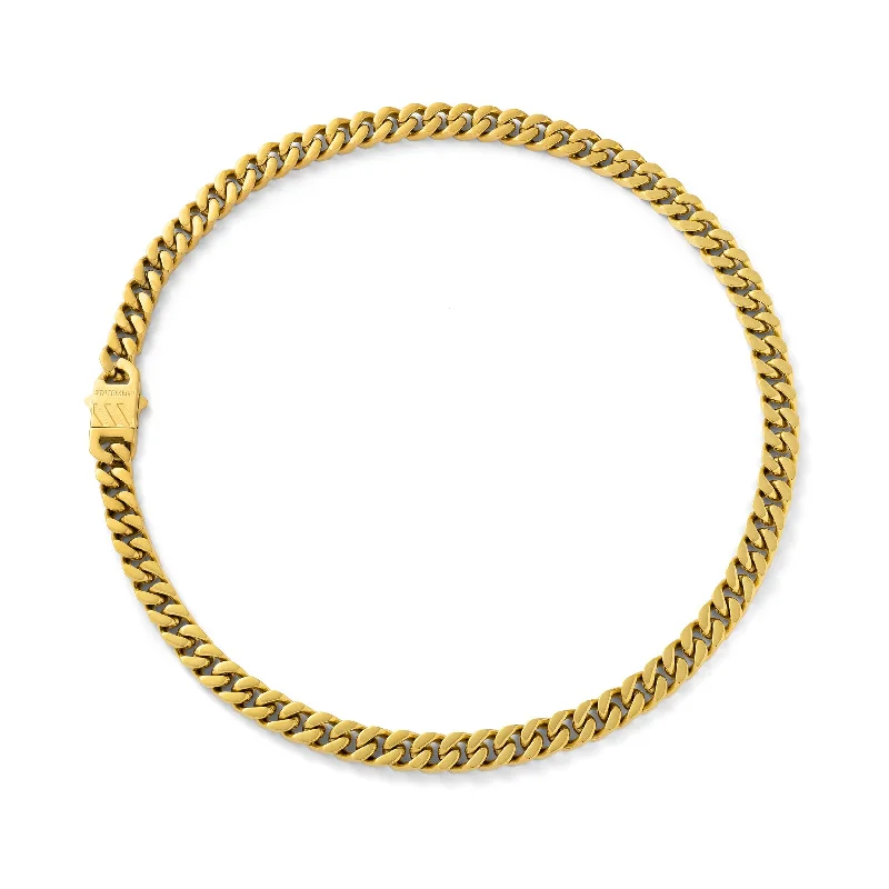 Women’s vintage necklaces-9mm Cuban Chain (Gold)