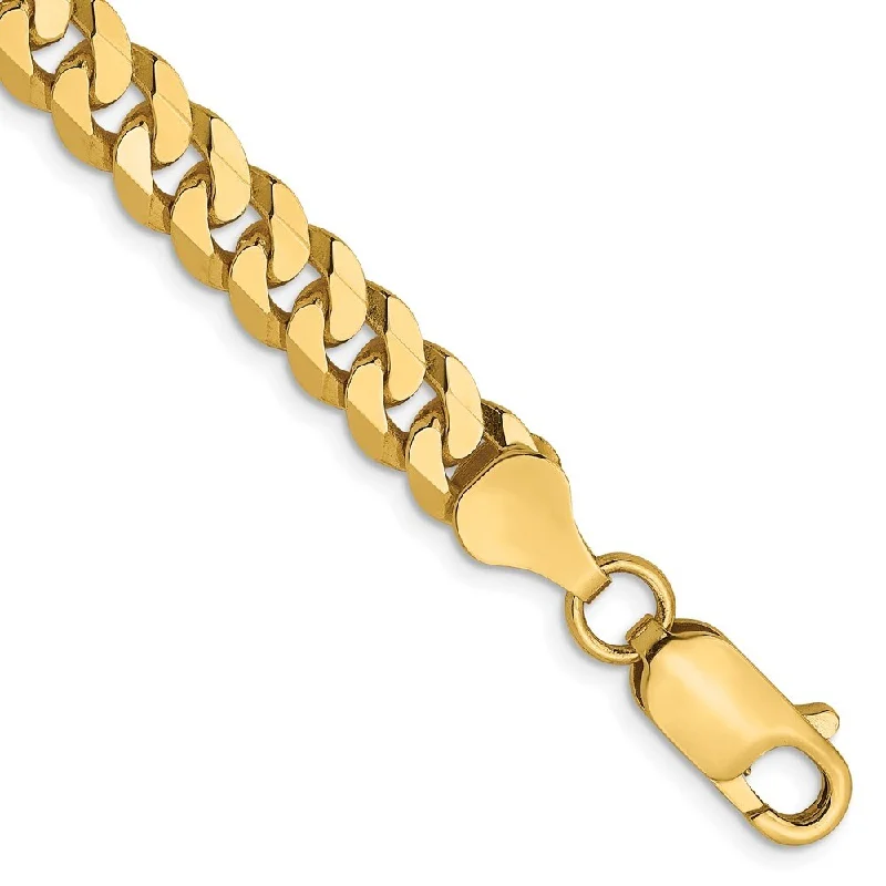 Women’s stackable bangles-14k Yellow Gold 6.1mm Flat Beveled Curb Chain Bracelet, 7"