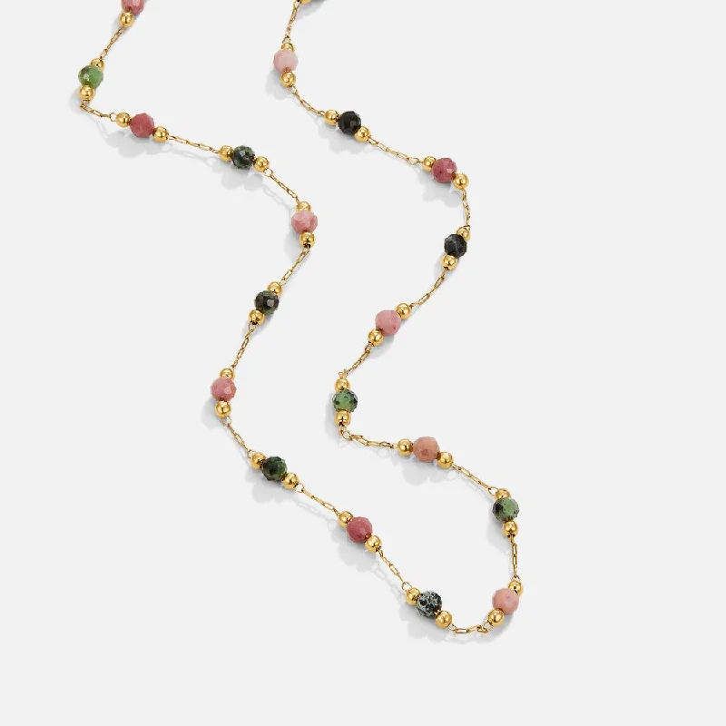 Women’s trendy gemstone necklaces-Lulu Spring Beaded Stone Necklace