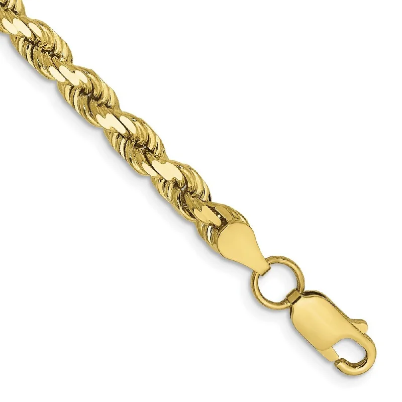 Women’s trendy bracelets-10k Yellow Gold 4.5mm Diamond-Cut Rope Chain Bracelet, 7"