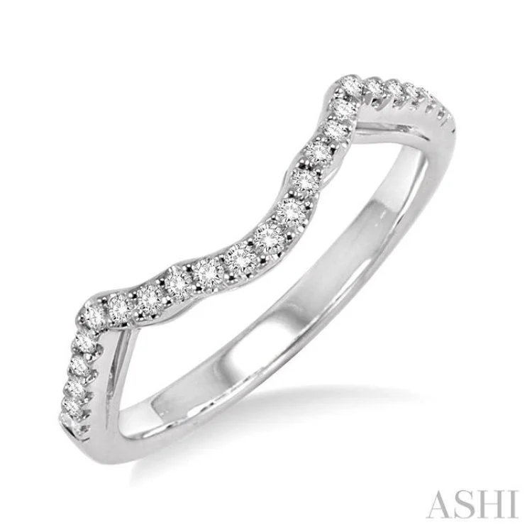 Women’s unique engagement rings-1/6 Ctw Diamond Wedding Band in 14K White Gold