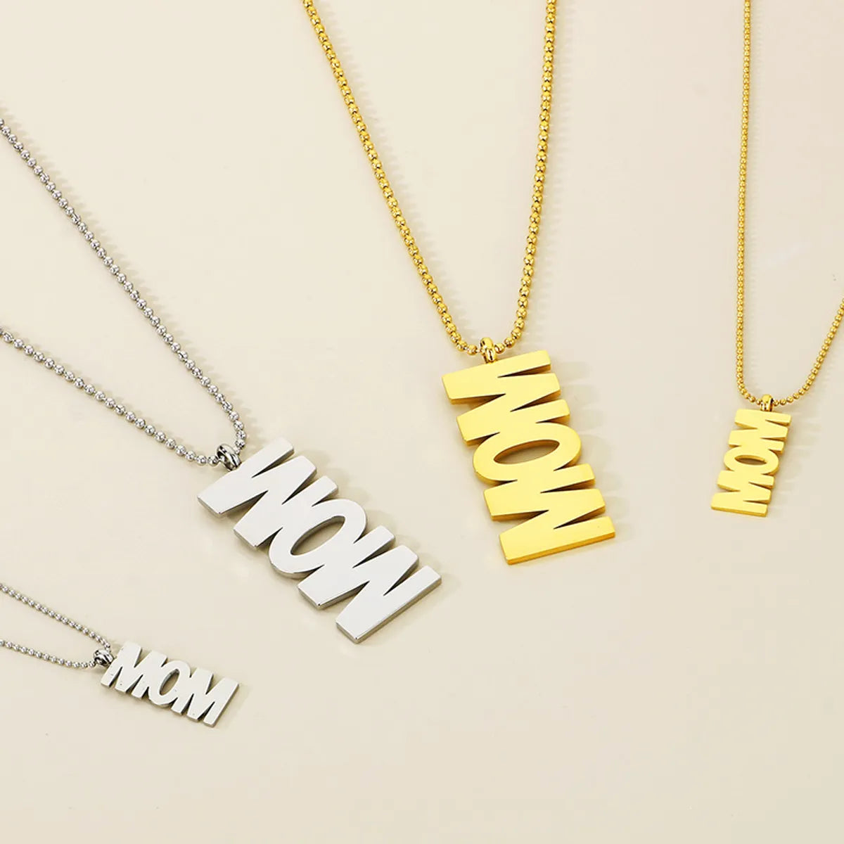 Women’s gold-plated necklaces-Stainless Steel Simple Style Letter Pendant Necklace