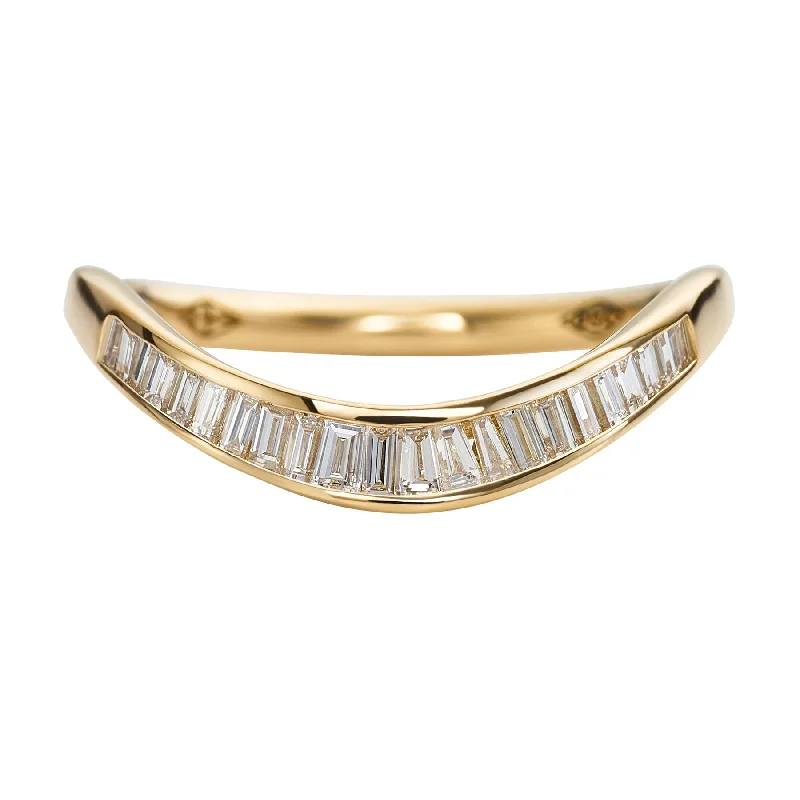 Women’s geometric rings-Curved Baguette Diamond Wedding Band