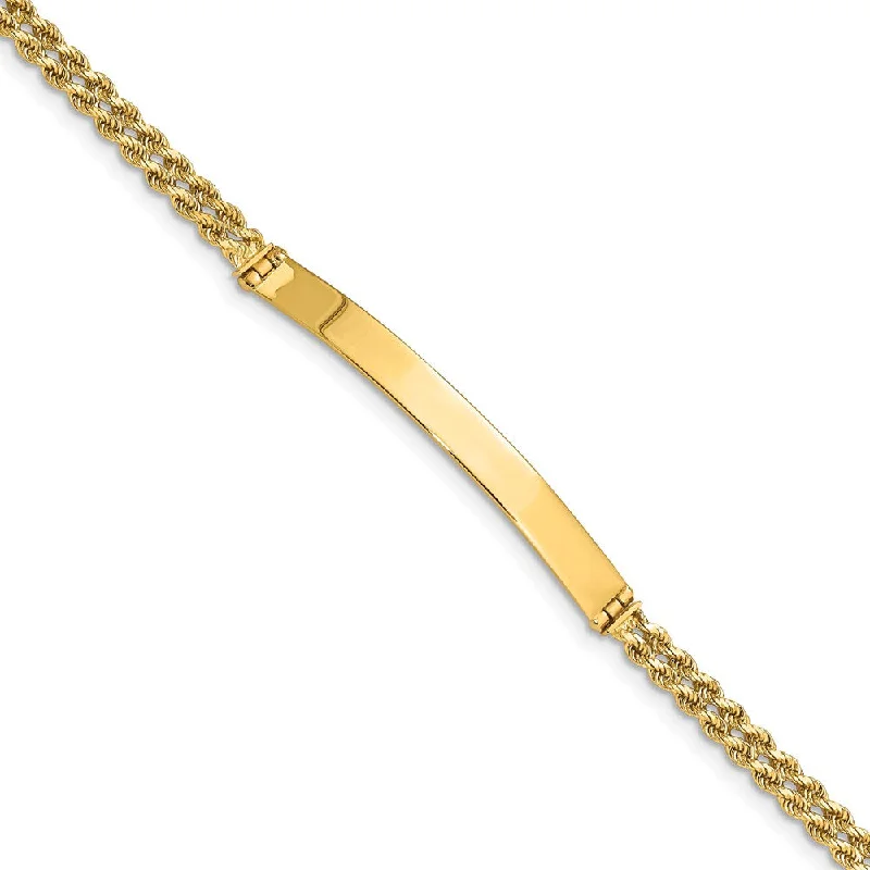 Women’s geometric bracelets-14k Two Strand Rope ID Bracelet-WBC-014SD-7